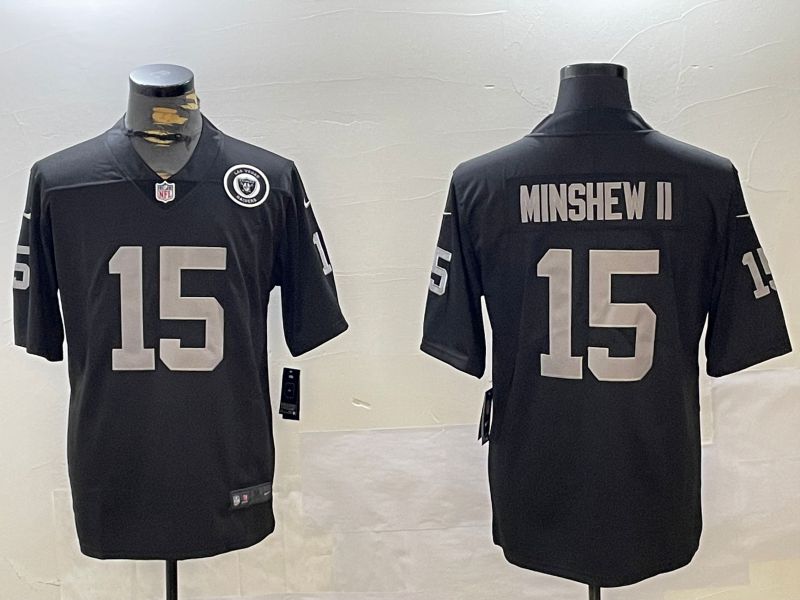 Men Oakland Raiders #15 Minshew ii Black 2024 Nike Limited NFL Jersey style 2